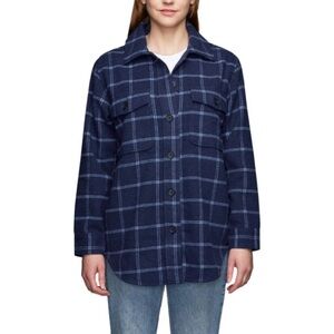 Women's Navy Plaid Utility Jacket